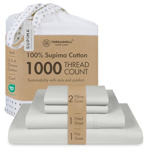 Threadmill Supima Cotton Cal King Sheet Set Light Grey