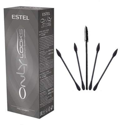 ESTEL ONLY LOOKS Professional Eyebrow Eyelash Tint Dye (Graphite) and a set of cotton swabs for a makeup artist
