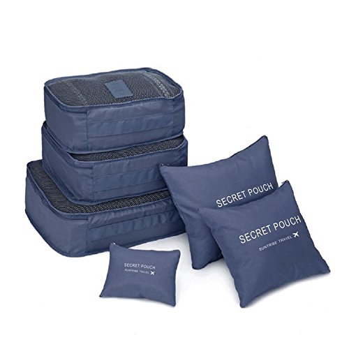 CLKjdz 6 Pcs/Set Square Travel Luggage Storage Bags Clothes Organizer Pouch Case