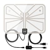 Antenna Indoor Amplified TV Antenna 50-100 Mile Range with Creative Adjustable Amplifier Booster, USB Power Supply Ultra Thin-Super Soft & Light