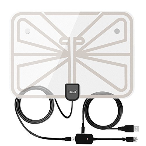 Antenna Indoor Amplified TV Antenna 50-100 Mile Range with Creative Adjustable Amplifier Booster, USB Power Supply Ultra Thin-Super Soft & Light