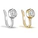 YAN & LEI Sterling Silver Fake Septum Nose Ring Hoop Non Piercing Clip On Hanger Set of 2Pcs