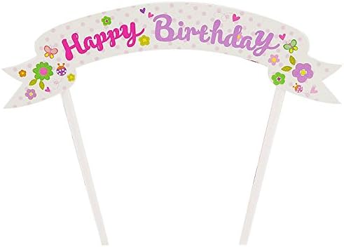 Coolfm Art Superhero Party Happy Birthday Cake Bunting Topper Cake Bunting Banner Cake Topper Garland - Handmade Pennant Flags with Red Dots Straw Pole (F5)