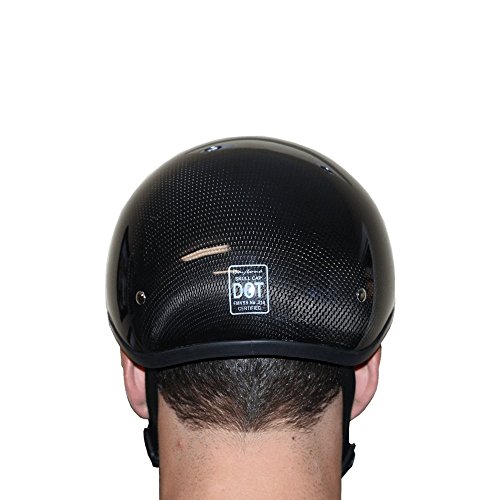 Daytona Helmets Carbon Fiber Slim Line Skull Cap Half Shell Helmet (X-Large) with Head Wrap and Draw String Bag