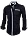 TAM WARE Men's Premium Casual Inner Contrast Slim-Fit Long-Sleeve Button Down Dress Shirt TWNMS310-1-CMS03-BLACK-US L
