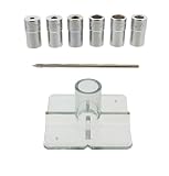 DCT SAE Drill Bit Guide Centering Punch 8-pc Center Drilling Set Kit - 3/16 to 1/2in Bushings, Locating Pin, Guide