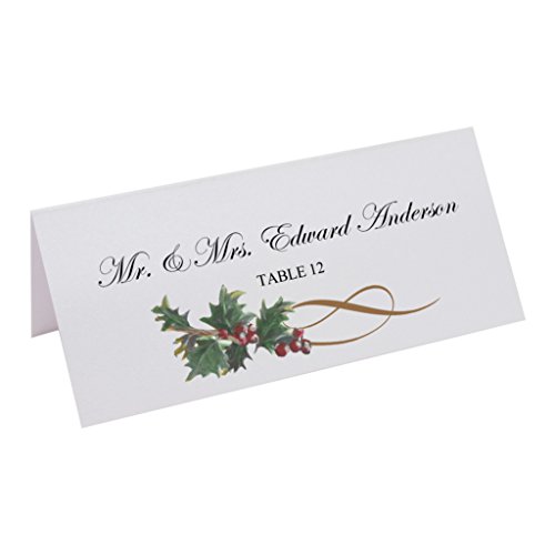 Christmas and Holiday Holly Swirl Printable Place Cards, Set of 150 (25 Sheets), Laser & Inkjet Printers - Perfect for Wedding, Parties, and Special Events