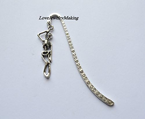 Silver Skull Bookmark,readers gift idea bookmark findings Unique Bookmarks Halloween bookmark bookworm,Skull reading lover gift book