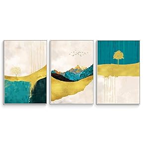 3 Piece Framed Canvas Wall Art Abstract Mountain Canvas Prints Home Artwork Decoration for Living Room,Bedroom - 16"x24"x3 Panels