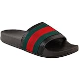 Fashion Thirsty Womens Flat Striped Sliders Summer Sandals Slides Mules Slider Slippers Size 8