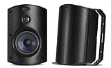 Polk Audio Atrium 6 Outdoor Speakers with Bass Reflex Enclosure (Pair, Black) - All-Weather Durability | Broad Sound Coverage | Speed-Lock Mounting System