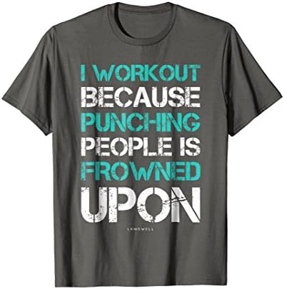 Mens I Workout Because Punching People Funny Gym Workout T Shirts Large Asphalt