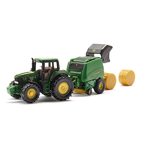 SIKU 1665, John Deere Traktor mit Ballenpresse inkl. 2 Ballen, Metal/Kunststoff, Grün, Bewegliche Teile – Bild 3