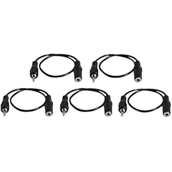 5 Pack of YCS Basics 1 Foot 3.5mm Headphone Extension Cables