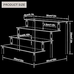 Acrylic Display Riser Stand Shelf Clear 4 Tier