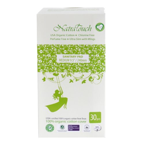 Natratouch Organic Cotton Sanitary Pads Ultra Slim with Wings 30 piece (Medium)