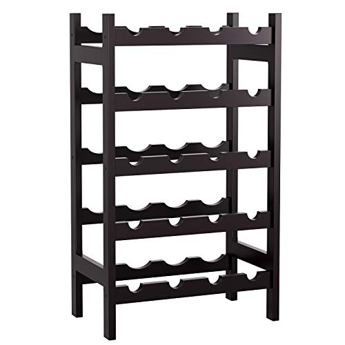 HOMECHO Bamboo Wine Rack, Floor Wine Storage Rack, 20 Bottles Holder