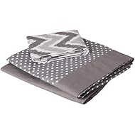 Bacati 3 Piece Mix and Match Zigzag/Dots Toddler Bed Sheet Set, Grey
