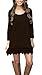 MiYang Women's Long Sleeve A-line Lace Stitching Trim Casual Dress 2XL Brown