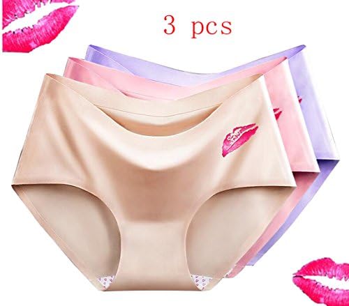 Seamless Silk Panties Quick Dry Women Sexy Red Lip Briefs