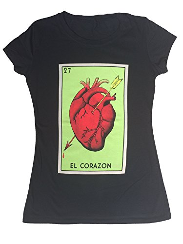 El Corazon Mexican Loteria Cards Women's T-Shirt Top S - 2Xl (2XL)