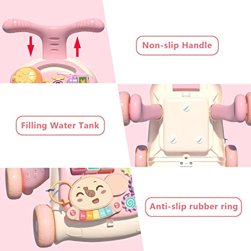 AM ANNA Baby Walking Toy for 12 Month Old Girls, Walker for Baby Girl, Baby Push Walkers for Babies,3 in 1 Push Toys for Babies Learning to Walk, Early Learning Toy for Infant 12 Months, Pink (Pink)