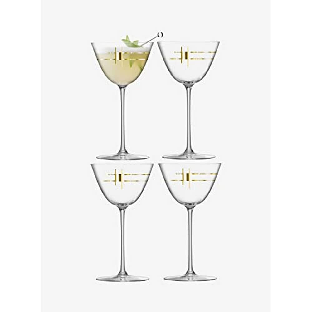 LSA International Century Martini Glass 195ml Gold | Set of 4 | Mouthblown & Handmade Glass | CT13