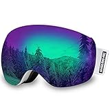 AKASO OTG Ski Goggles, Snowboard Goggles Mag-Pro Magnetic Interchangeabe Lenses, Anti-Fog, 100% UV Protection, Helmet Compatible, Snow Goggles for Men & Women, Free Balaclava Ski Mask Included