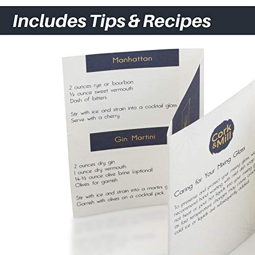 Cork & Mill Cocktail Mixing Glass Set Old Fashioned Kit 24 oz (700