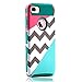 iPhone 7 Plus Case,BAISRKE Powder Blue Mint Teal and Coral Pink Split Chevron Design Heavy Duty Hybrid Hard Cover Case for Apple iPhone 7 Plus (5.5 inch) - Teal