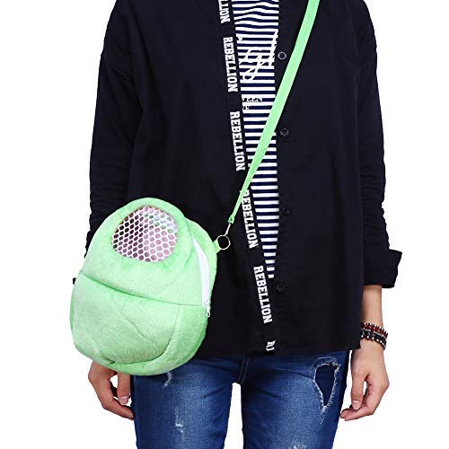 Hamster Carrier, Portable Breathable Outgoing Travel Bag with Shoulder Strap Warm Sleeping Hanging Bag for Small Pets Hedgehog Sugar Glider Squirrel Rabbit[Green L]