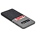 Dockem Luxe N1 Card Case for Samsung Galaxy S10 Plus: Ultra Slim 1 Slot Wallet Case, Synthetic Leather with UltraGrip Twill Canvas Styling: S10+ [Black & Grey]
