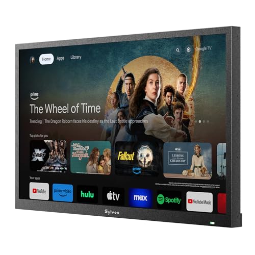 SYLVOX 32" Outdoor TV, 1080P FHD Smart TV, 1500 Nits Full Sun Readable, IP55 Waterproof Television for Balcony Terrace Yard, Built-in Google Cast, Voice Remote & Dual Speakers (2025, Pool SE)