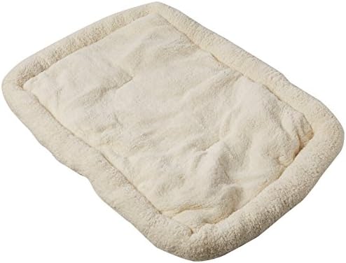long richSuper Soft Sherpa Crate Cushion Dog and Pet Bed, Reversible Rectangle Pet Bed with Non-Slip Bottom,White, by Happycare Textiles,42 x 26 inches