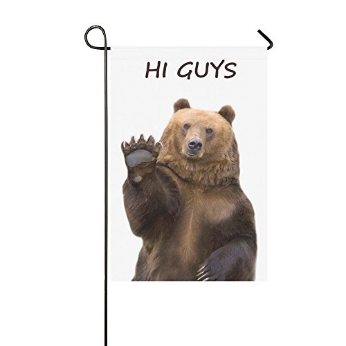 Interestprint Brown Bear Welcomes Long Polyester Garden Flag