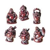 Laughing Buddha - Statues - 6 Figurines Set - Red