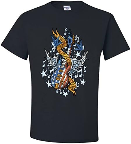 Electric Guitar American Flag T-Shirt, Black