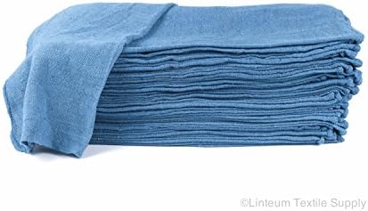 Linteum Textile (100-Pack, 14x14 in, Blue) AUTO Shop Towel, 100% Cotton Commercial Grade Rags, Ideal for Auto-Mechanic Cleaning & Detailing