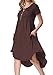 levaca Womens Short Sleeve Pleated Loose Fit Casual Dress with Pockets Coffee XL