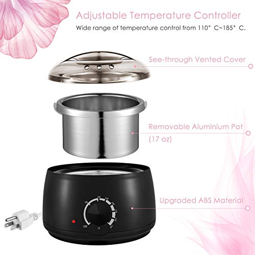 FitMaker Wax Warmer Hair Removal Kit, Professional Wax Heater Pot Self-Waxing Spa 4 Flavors Hard Wax Beans + 20 (Updated Version)