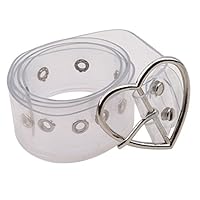 UNKE Fashion PVC Wide Transparent Clear Jelly Waist Belt with Fancy Buckle for Women Girls,Silver,Heart