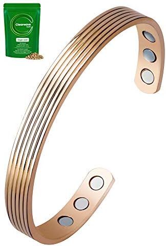 Magnetic Copper Therapy Bracelet with Free Menopause Support Sage Tablets Worth £8.99 - Helps Relieve Pain from Arthritis, Carpel Tunnel and Migraines - with Six Extra Strong Magnets