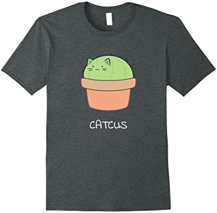 Mens Catcus - Cat Cactus Shirt Small Dark Heather