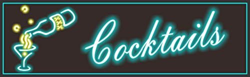 Neon Effect Blue Cocktail Bar Sign with Martini Glass and Bottle– Fun Sign Factory Original Bar Decor