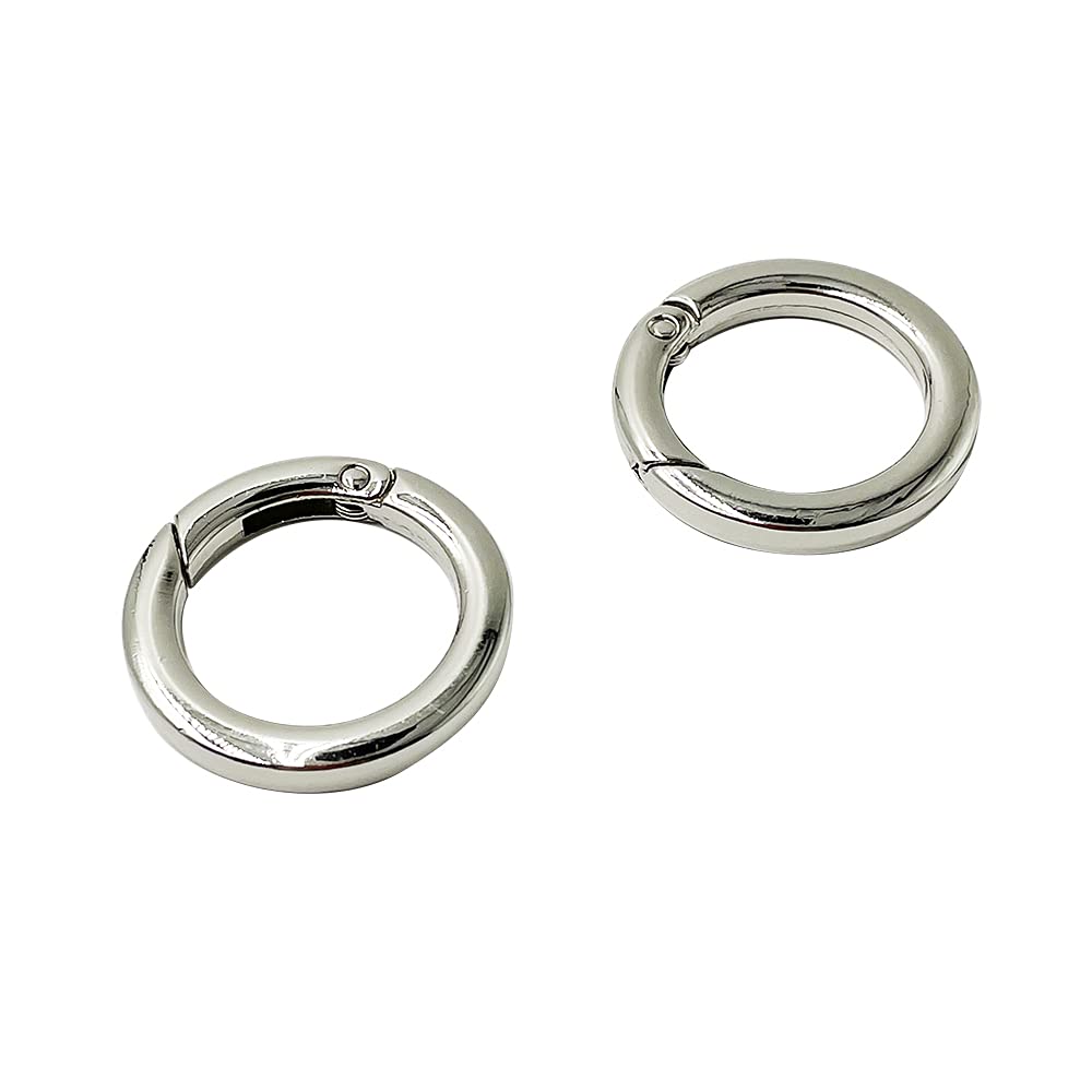 Pet-mall Silver Metal Spring Key Ring,Round Carabiner Spring Snap Hooks Clip,Trigger Spring Keyring Buckle,Flat O Ring for Purses 6pcs (Silver) ET690