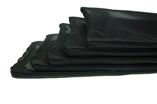 Black Zipper Lock Mesh Storage Bags Cosmetic Make Up Travel Organizer Bags Pencil Case 9x7 Inch 5 PCS by ZXSWEET