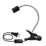 OMAYKEY Reptile Lamp Fixture Holder Clamp - Upgraded Lengthened & Adjustable Stand - for Pet Brooder Coop Chicken Lizard Turtle Snake Aquarium Habitat Heat Lamps & Light Bulbs - Black - 1 Pack