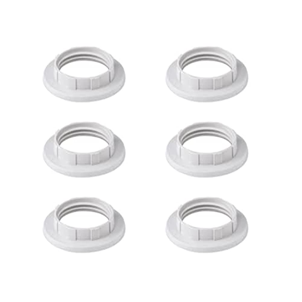 E14 Lamp Shade Collar Ring,6pcs E14 Plastic Screw Bulbs Lamp Holder Twist Lock Socket Replacement Ring (28mm inner, White)