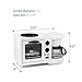 Elite Cuisine EBK-200 3-in-1 Breakfast Station, 4 Cup Coffeemaker, Toaster Oven with Timer, Griddle, White