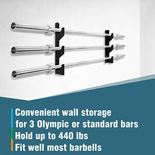 Yes4All Horizontal Wall Mounted Olympic Barbell Rack 6 Bar Vertical